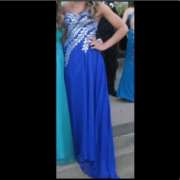 Royal Blue PROM dress with silver accents. - Picture 3 of 8